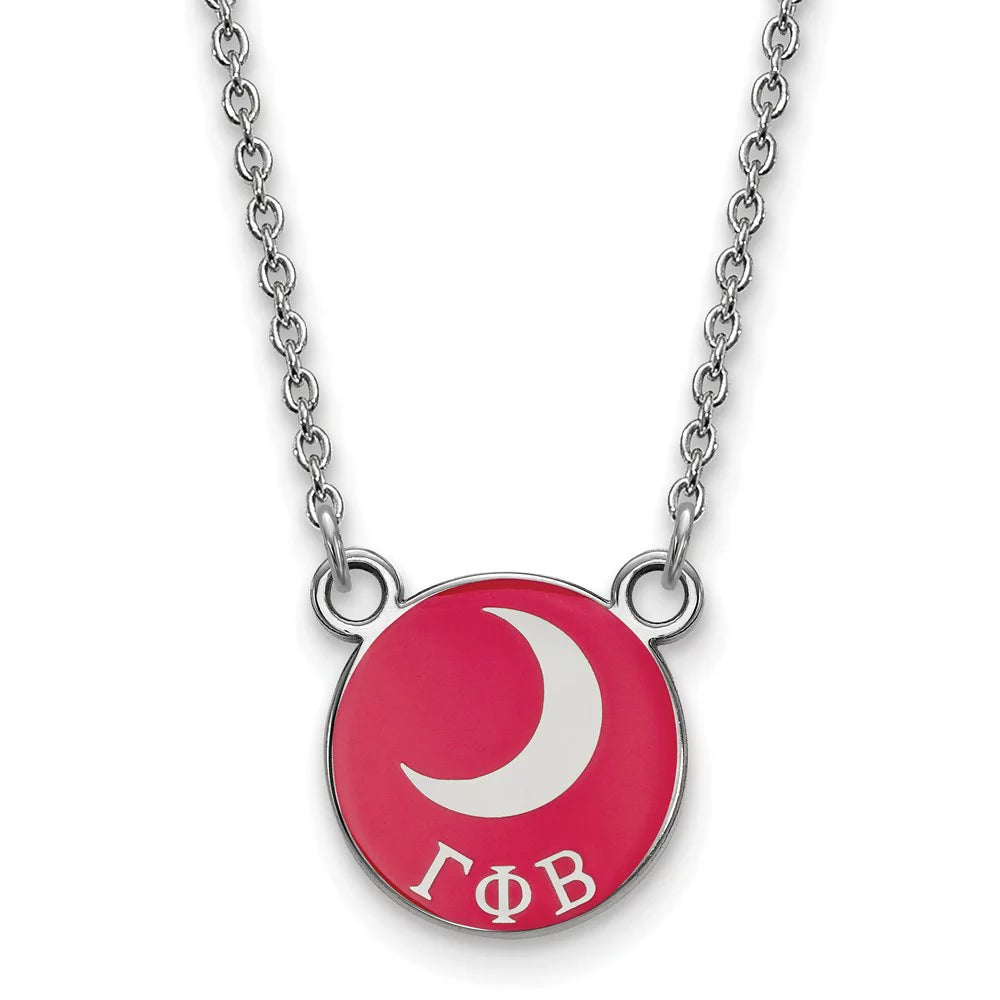 925 Sterling Silver Rh-plated LogoArt Gamma Phi Beta Sm Enl Pend With Necklace; for Adults and Teens; for Women and Men