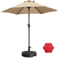 SMILE MART 7.5FT Patio Umbrella with 20 Patio Umbrella Base Stand,Tan