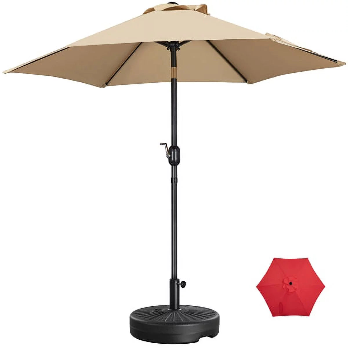 SMILE MART 7.5FT Patio Umbrella with 20 Patio Umbrella Base Stand,Tan