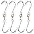 Uxcell 13'' Swivel Meat Hooks, 0.33'' Thickness Galvanized Processing Butcher Hooks, 4 Pack
