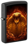 Zippo Lighter: Cobra Snake with Fire - Black Matte 81313