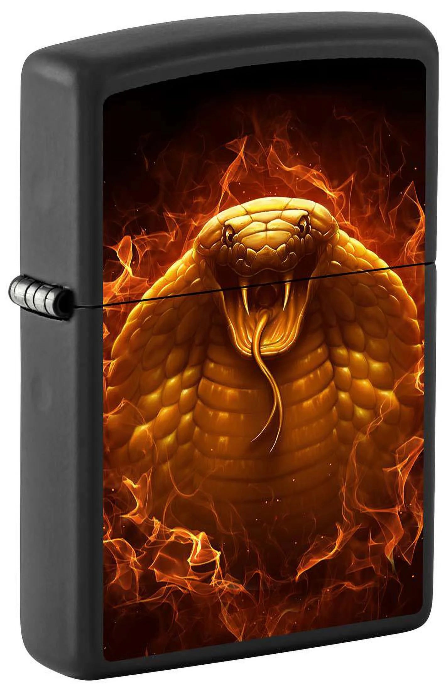 Zippo Lighter: Cobra Snake with Fire - Black Matte 81313