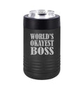 Can and Bottle Cooler Insulator Stainless Steel Double Wall Vacuum Insulated Beverage Drink Holder World's Okayest Boss