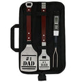 Panoware BBQ Grill Set with Carry Case for Dad, 4 Piece Set, Number 1 Dad Tongs, Spatula, Digital Thermometer and Case