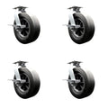 BBQ Smoker Grill Flat Free All Terrain Caster Wheel Set¨C10 Inch Easy Roll, No Flat,Maintenance Free Solid Rubber Wheel¨C2 Swivel with Brake and Bolt-On Lock/2 Swivel with Side Lock Brake¨CService Caster
