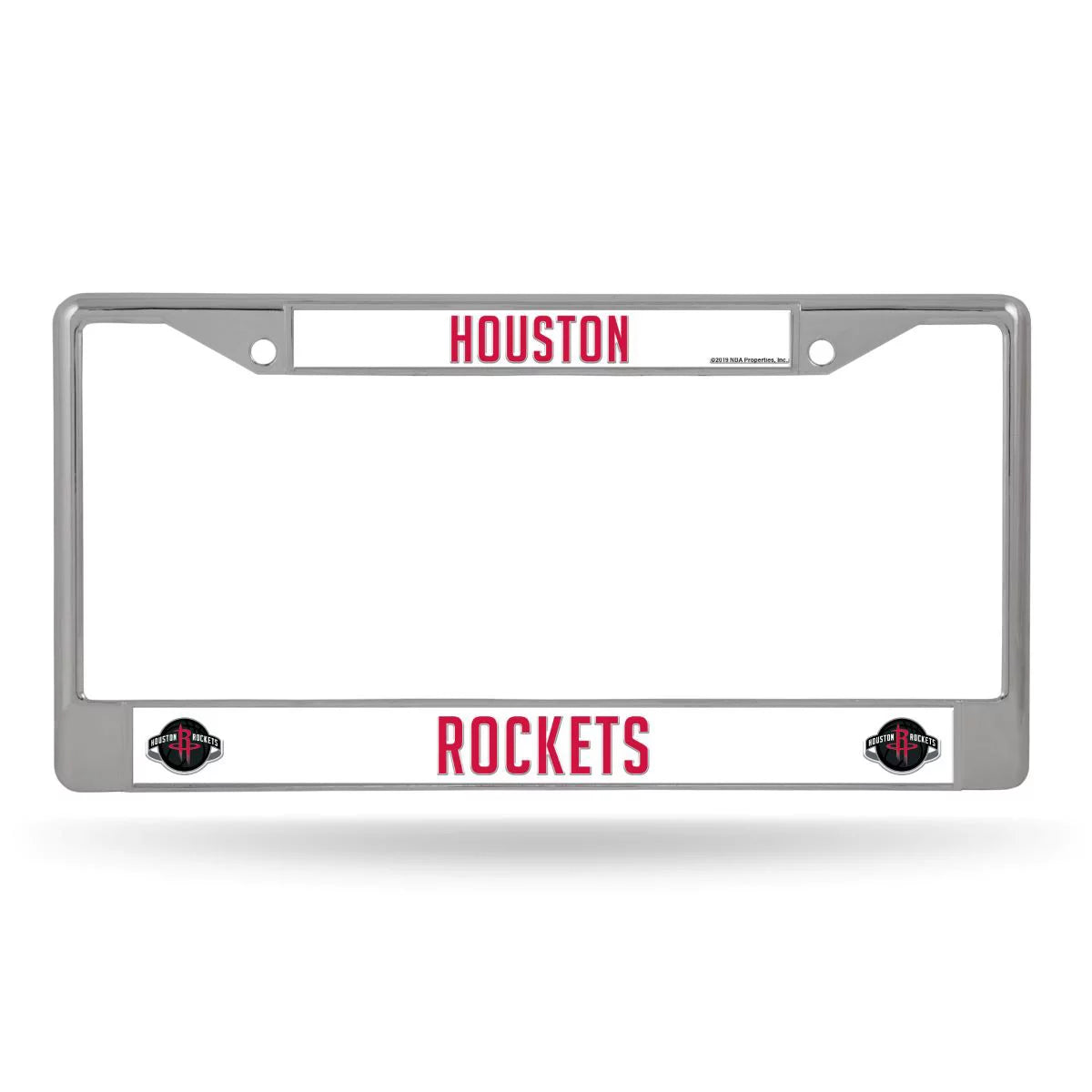 Rico Industries Basketball Houston Rockets Premium 12 x 6 Silver Chrome Car/Truck/SUV Auto Accessory
