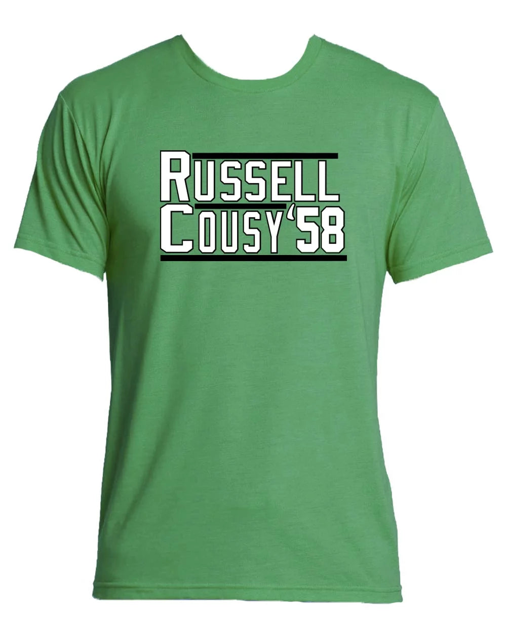 TRIBLEND Celtics Bill Russell Bob Cousy 58 T-Shirt