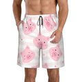 Kll Cartoon Pig Men'S Casual Summer Beach Shorts Hawaiian Shorts With Pockets-Small