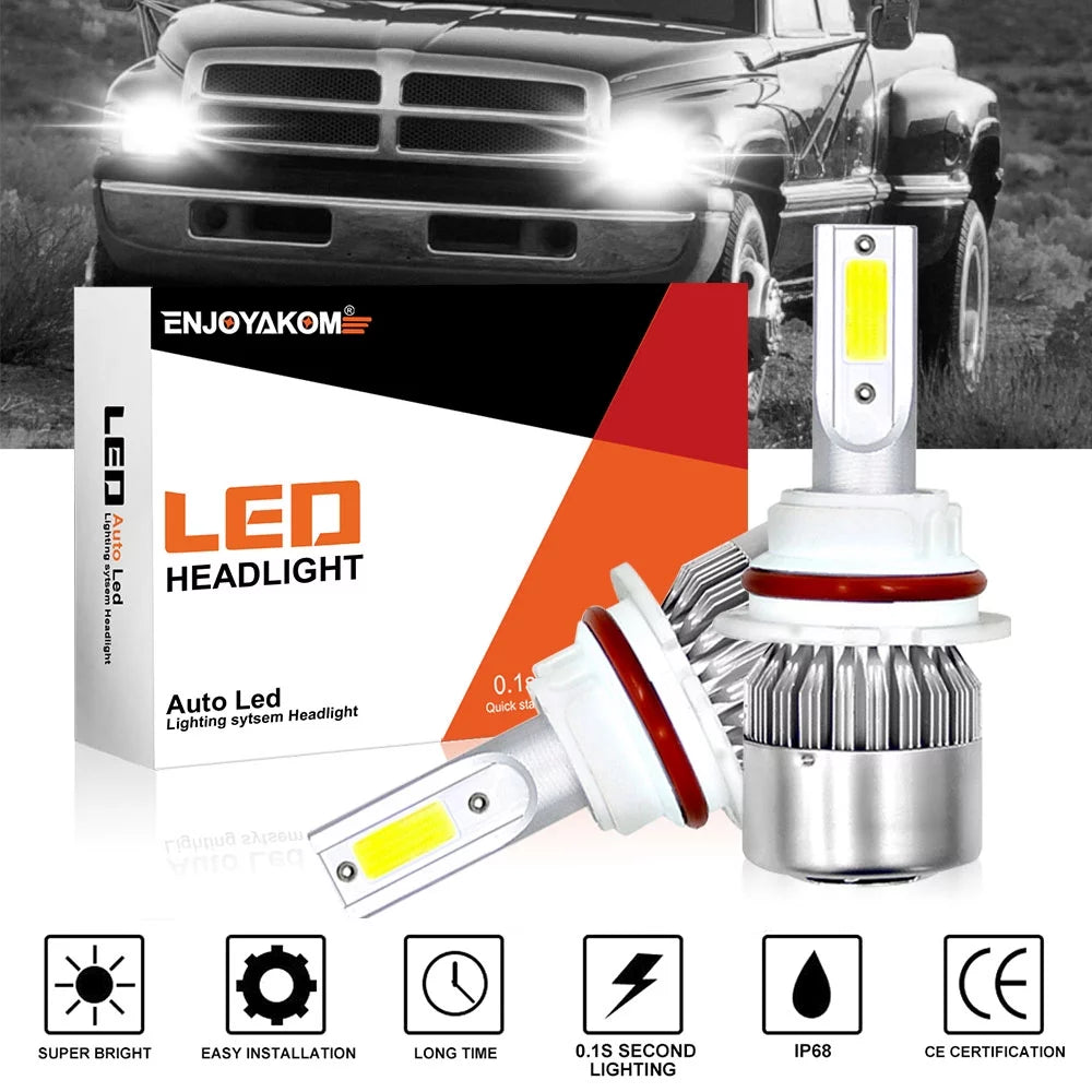 ENJOYAKOM For Dodge Ram 1500 2500 3500 1994-2001 -2x 9004 LED Headlight Bulbs High/Low Beam