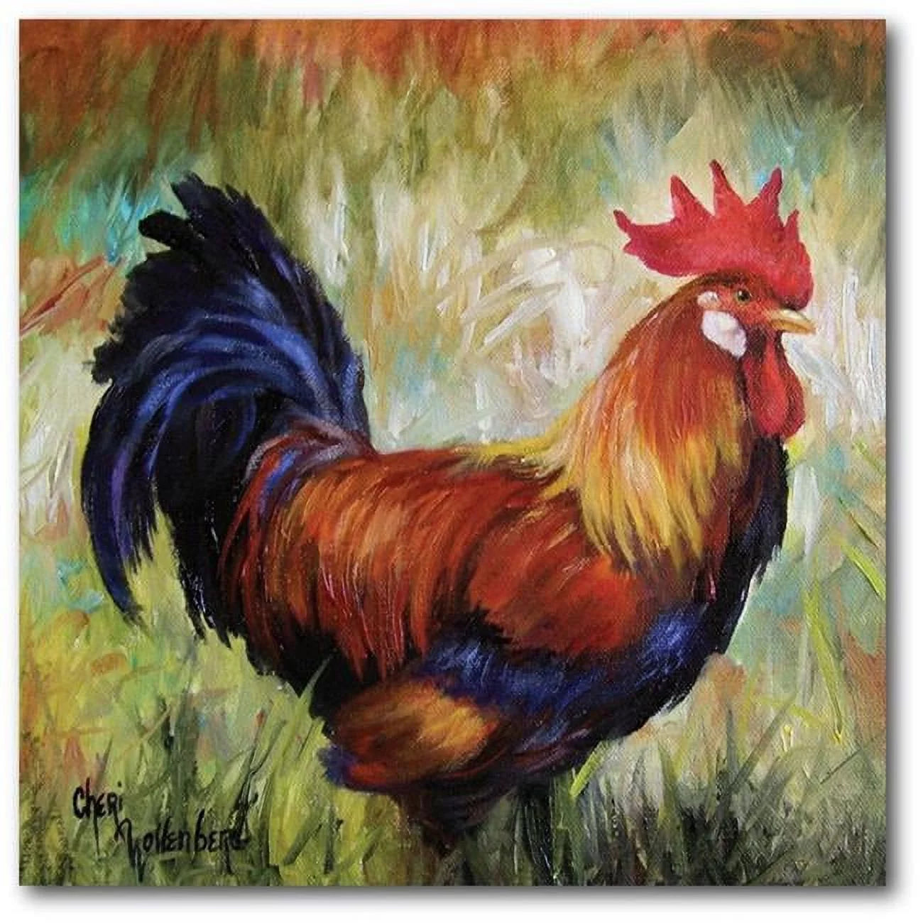Courtside Market WEB-FF1551-16x16 16 x 16 in. Rooster Gallery-Wrapped Canvas Wall Art