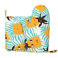 XMXY Oven Mitts and Pot Holders 2 Pcs Sets, Tropical Orange Pineapple Heat Resistant Silicone Cooking Gloves for Grill Baking BBQ Kitchen Decor