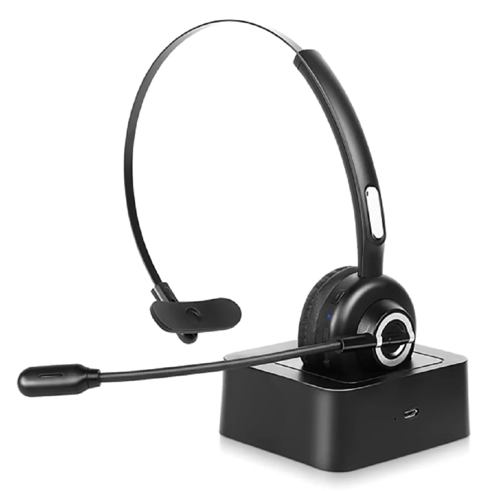 Comfortable Bluetooth Headset, UX-M97 Wireless Headset with Microphone, Wireless Cell Phone Headset with Noise Isolation Mic Charging Base Mute Function for Samsung Galaxy Tab S6 5G With Charging Dock