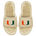 Men's ISlide Tan Miami Hurricanes Dune Faux Fur Slide Sandals