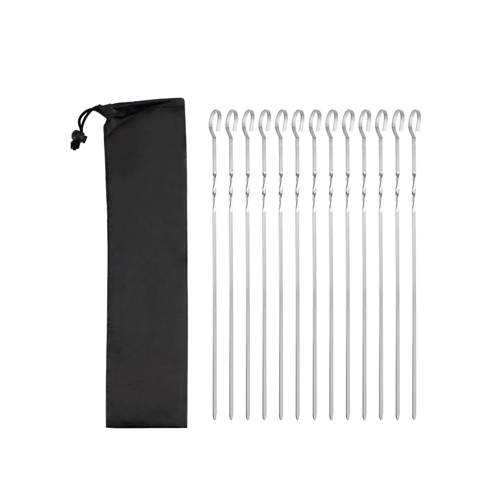 12x Kabob Skewers for Grilling Barbecue Skewers Long Reusable Kabob Sticks Metal Skewers for Kabobs for Chicken Grilling Outdoor BBQ 14 Inch