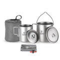 TOMSHOO cup kit,3 Pieces Set 750ml Pot 450ml Cup Lid Collapsible Set 750ml Pot Lid Collapsible Handle Cup kit Pot 450ml Water Pieces Set 750ml 450ml Water Cup Handle Spork YUBZ