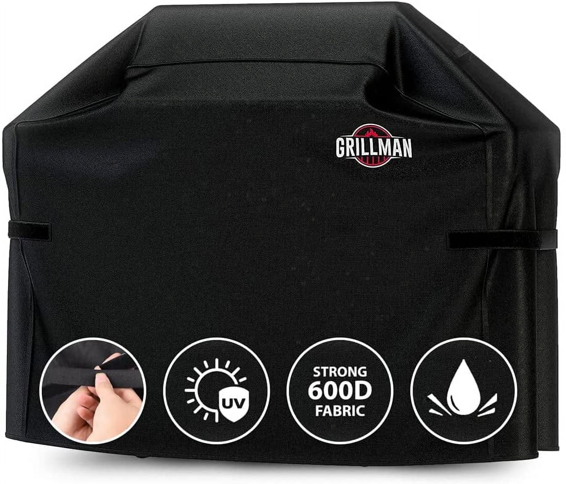 Grillman Premium BBQ Grill Cover Heavy-Duty Gas Grill Cover for Weber Brinkmann Char Broil etc. Rip-Proof UV & Water-Resistant. (52 L x 26 W x 43 H, Black)