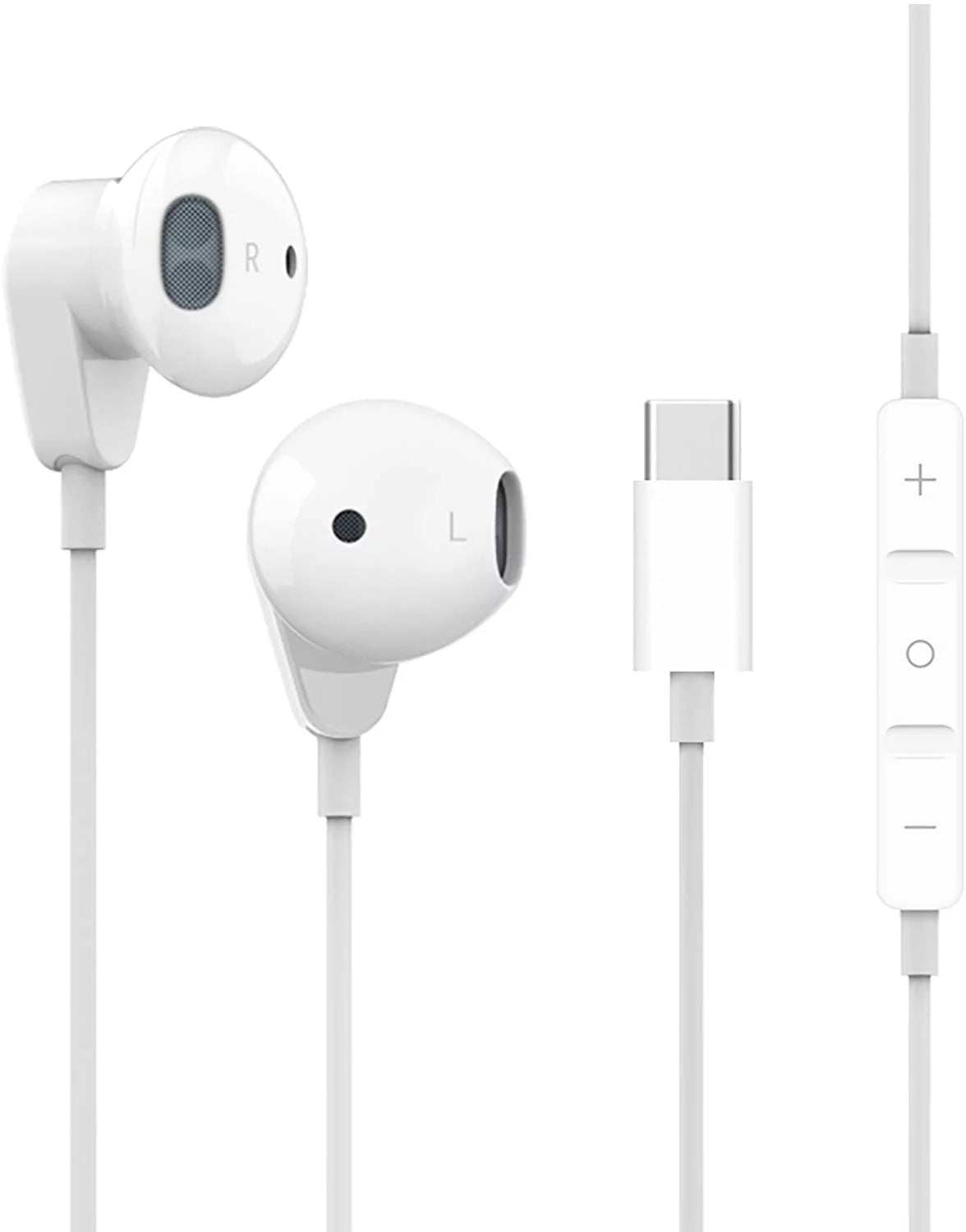 Urban Extreme USB Type C Earphones Stereo in-Ear Earbuds with Microphone and Volume Control Compatible with Google Pixel 4 - White (US Version with Warranty)