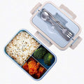 Bento Box, Natural Wheat Safety 1000 ML Lunch Box Leakproof Food Storage Container with Fork Chopsticks, Spoon for Kids Adults, Microwavable, Dishwasher Safe