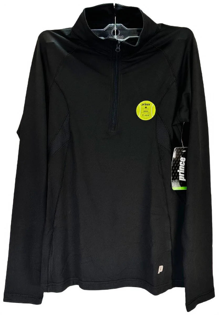Prince Women's Half Zip Long Sleeve Tennis Top - Black, XS