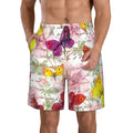 Kll Butterflies And Vintage Men'S Casual Summer Beach Shorts Hawaiian Shorts With Pockets-Small