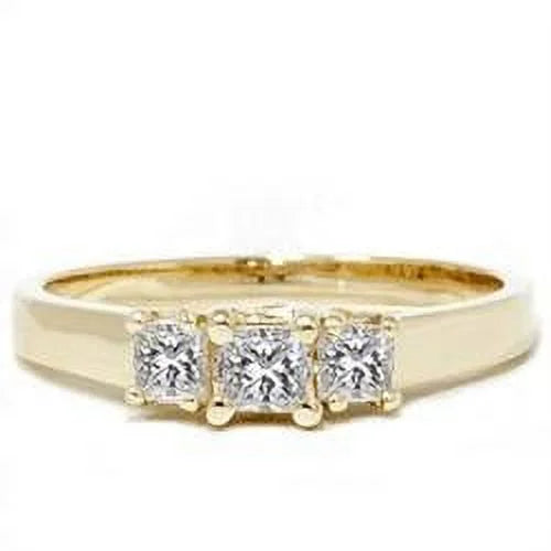 Pompeii 1/2ct Three Stone Diamond Ring Princess Cut 14k Gold (H,I1)