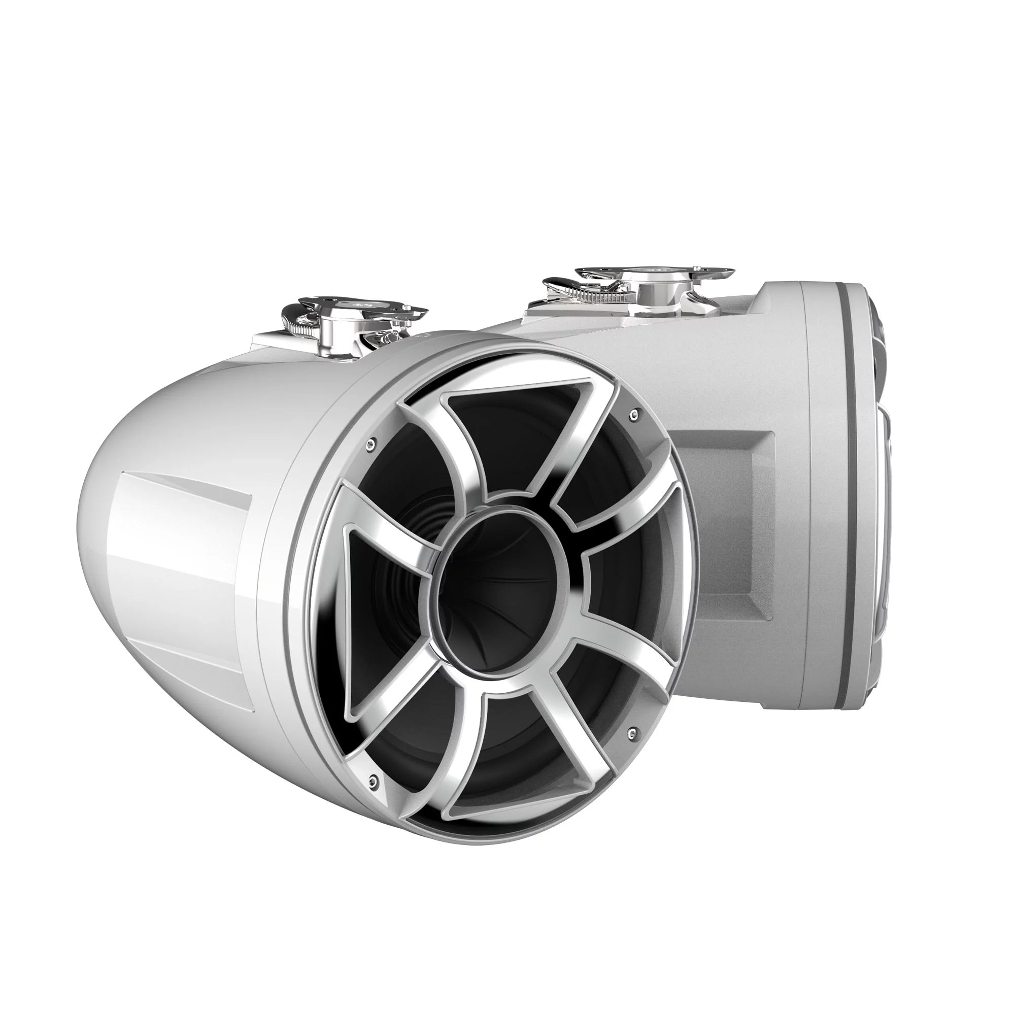 Wet Sounds REV 10 HD 10 Horn Loaded Compression Driver Tower Speakers with XS Grills & Swivel Surface Mounts, 300 Watts RMS, White, Pair