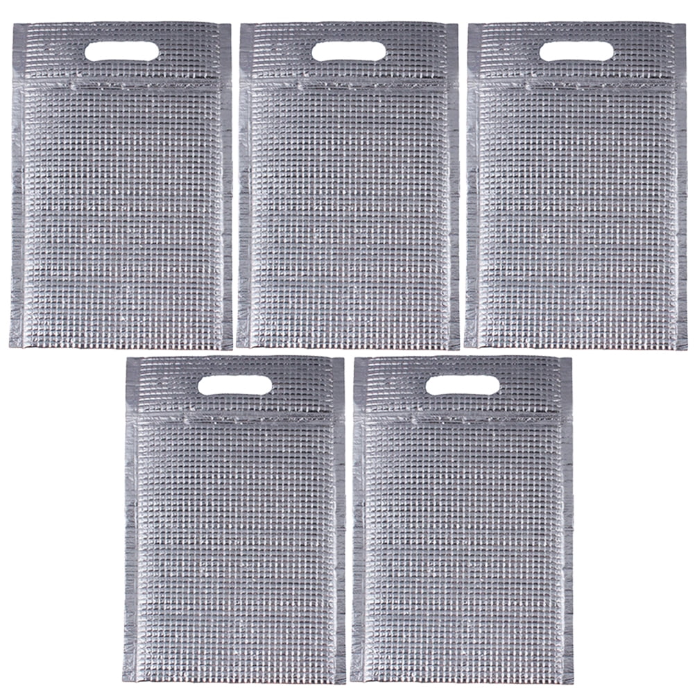 5PCS Tote Fast Food Bag Zipper Self-styled Food Bag Aluminum Foil Insulation Bag Disposable Fast Food Freezer Bags Thickening Fo
