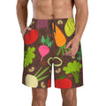 Kll Cartoon Vegetables Men'S Casual Summer Beach Shorts Hawaiian Shorts With Pockets-Small