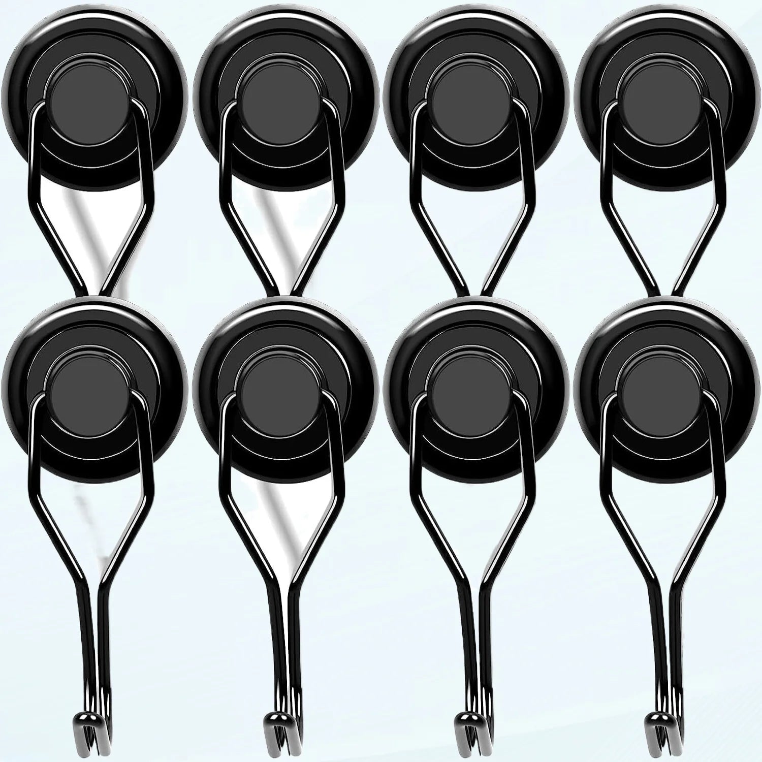 Magnetic Hooks Heavy Duty, Black Swivel Swing Magnet Hooks Strong Magnetic Hooks, Magnetic Hooks Cruise for Hanging, Grill, Refrigerator, Ceiling, Kitchen, Locker, Garage-8 Pack