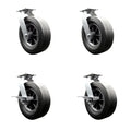BBQ Smoker Grill Flat Free All Terrain Caster Wheel Set ¨C 10 Inch Easy Roll, No Flat, Maintenance Free Solid Rubber Wheels ¨C Industrial Grade¨C4 Swivel with Side Lock Brakes ¨C Set of 4 ¨C Service Caster