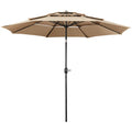 Topeakmart 10ft 3 Tier Patio Umbrella Outdoor Vented Table Umbrella with 8 Sturdy Ribs, Tan
