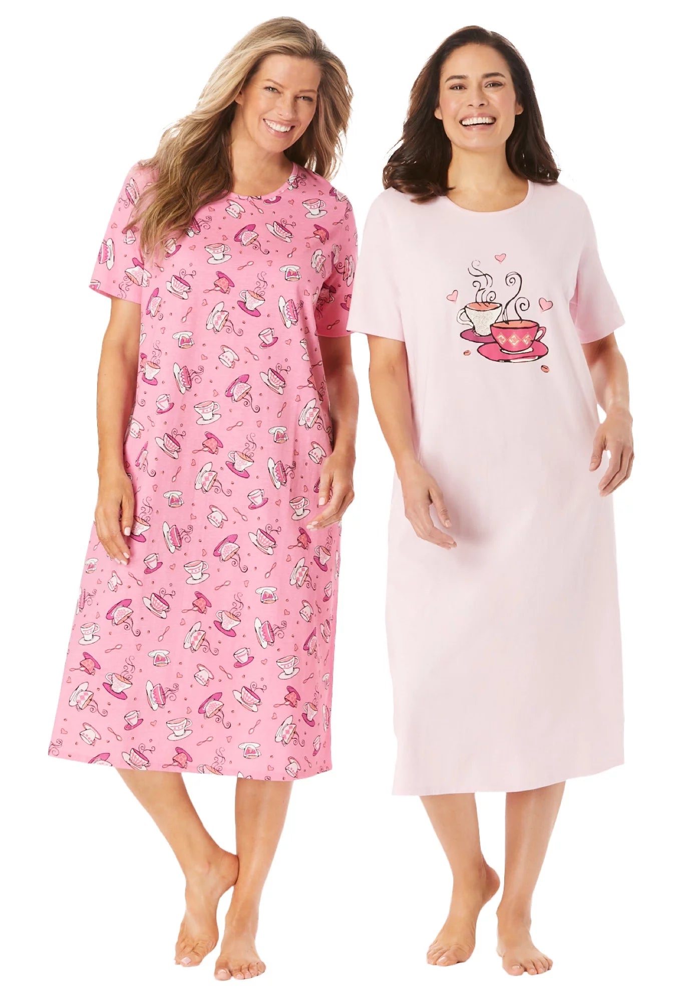 Dreams & Co. Women's Plus Size 2-Pack Long Sleepshirts Nightgown