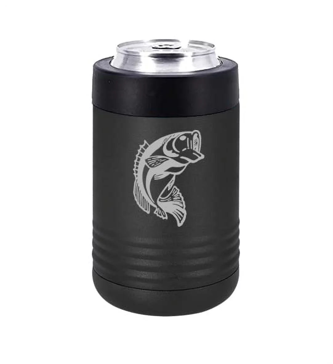 Can and Bottle Cooler Insulator Stainless Steel Double Wall Vacuum Insulated Beverage Drink Holder Bass Fish