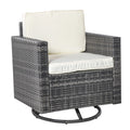 Outsunnny Outdoor Swivel Rocker, PE Wicker Chair, Steel, Cream