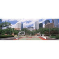 Panoramic Images  Basketball court with skyscrapers in the background Houston Texas USA Poster Print by Panoramic Images - 36 x 13