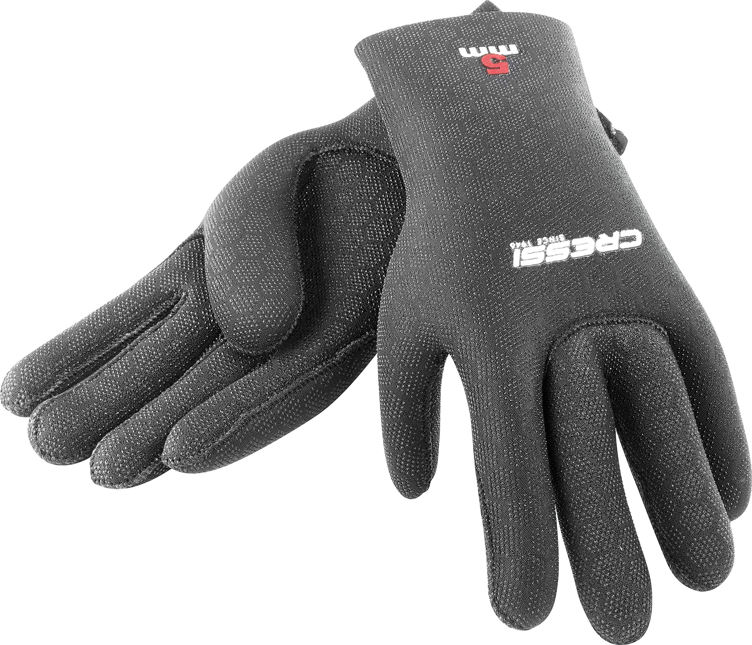Cressi High Stretch 3.5mm Black Gloves (Large, 3.5mm Thickness)