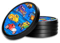 Silicone Non-Slip Drink Coasters with Removable Printed Absorbent Felt Pad - Set of 4 - Hot Rods - Image by Dan Morris