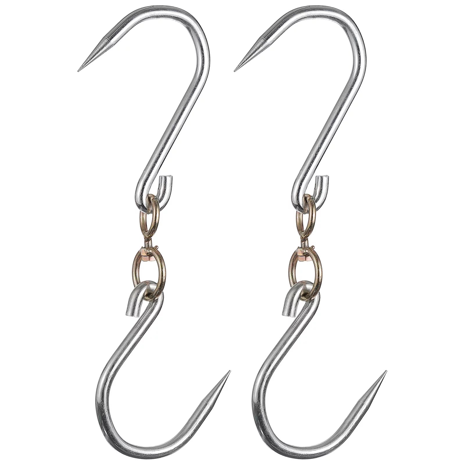 Uxcell 14.5'' Swivel Meat Hooks, 0.49'' Thickness Galvanized Processing Butcher Hook, 2 Pack