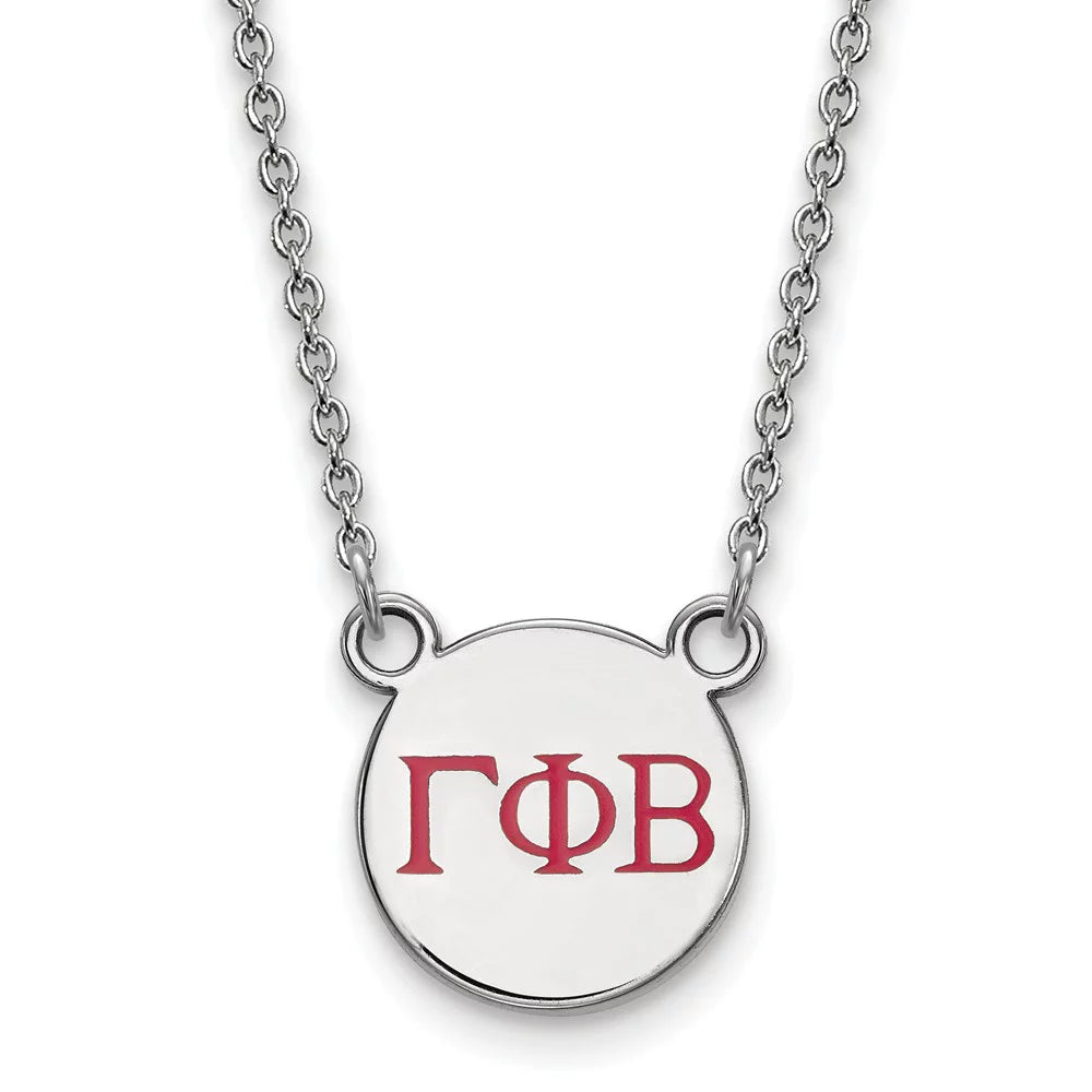 925 Sterling Silver Rh-plated LogoArt Gamma Phi Beta Sm Enl Pend With Necklace; for Adults and Teens; for Women and Men