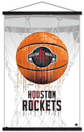 NBA Houston Rockets - Drip Basketball 21 Wall Poster with Wooden Magnetic Frame, 22.375 x 34