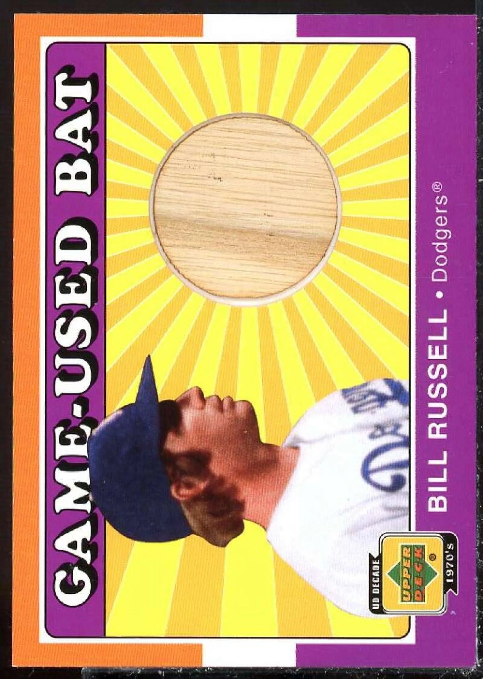 Bill Russell Card 2001 Upper Deck Decade 1970's Game Bat #BBR