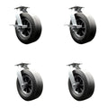 BBQ Smoker Grill Flat Free All Terrain Caster Wheel Set¨C10 Inch Easy Roll, No Flat, Maintenance Free Solid Rubber Wheel¨C2 Swivel with Brake and Bolt-On Lock/2 Swivel with Bolt-On Lock ¨C Service Caster