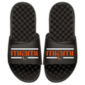 Men's ISlide Black Miami Hurricanes Football Bar Logo Slide Sandals