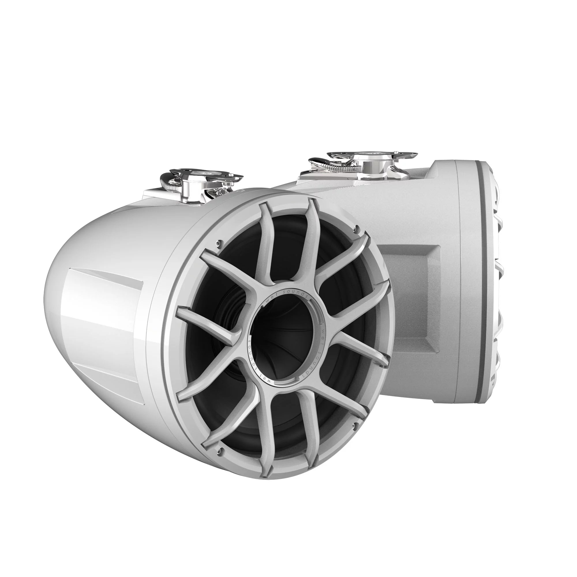 Wet Sounds REV 10 HD 10 Horn Loaded Compression Driver Tower Speakers with XZ Grills & Swivel Surface Mounts, 300 Watts RMS, White, Pair
