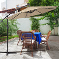 MF Studio 10ft Cantilever Offset Patio Umbrella with Solar Lights Beige