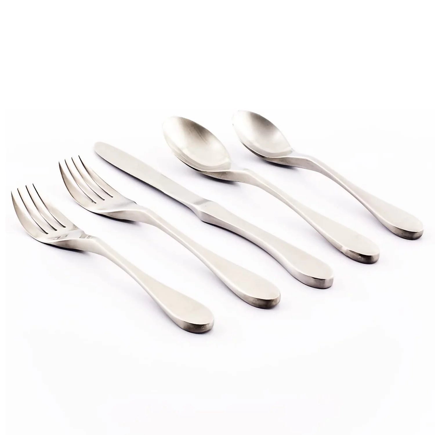 Knork Original Silverware Stainless Steel Metal Utensils Flatware Cutlery Place Setting, 5 Piece, Matte Silver