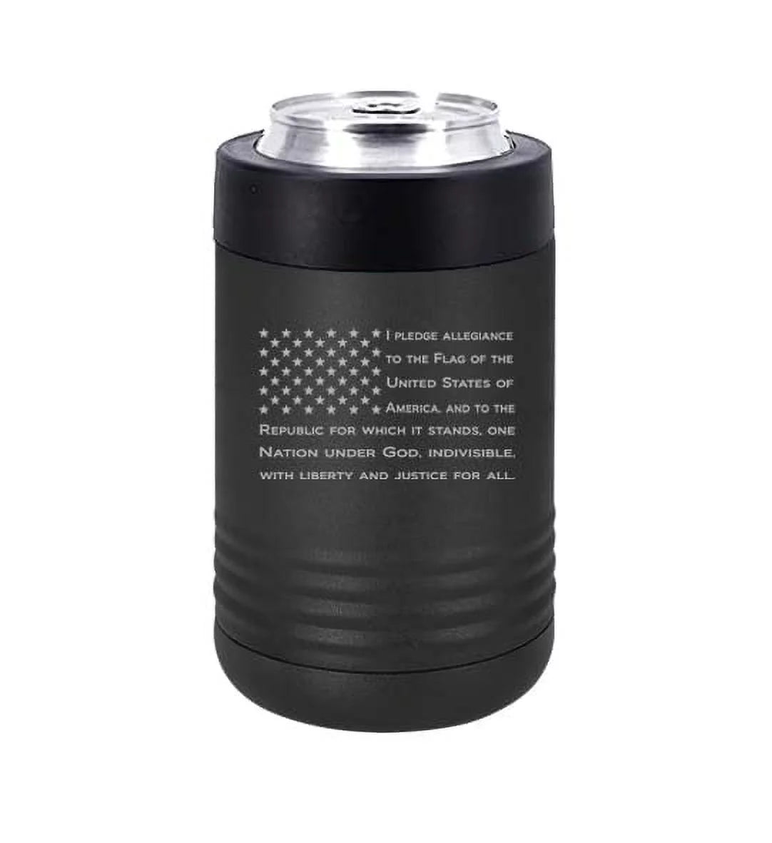 Can and Bottle Cooler Insulator Stainless Steel Double Wall Vacuum Insulated Beverage Drink Holder American Flag Pledge Of Allegiance