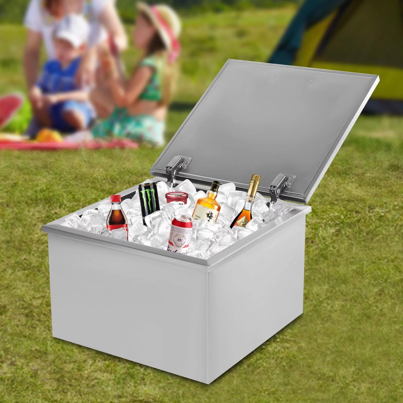 New BBQ Island Drop In Ice Chest Stainless Steel Wine Cooler Bin 20L x 20W x 13H
