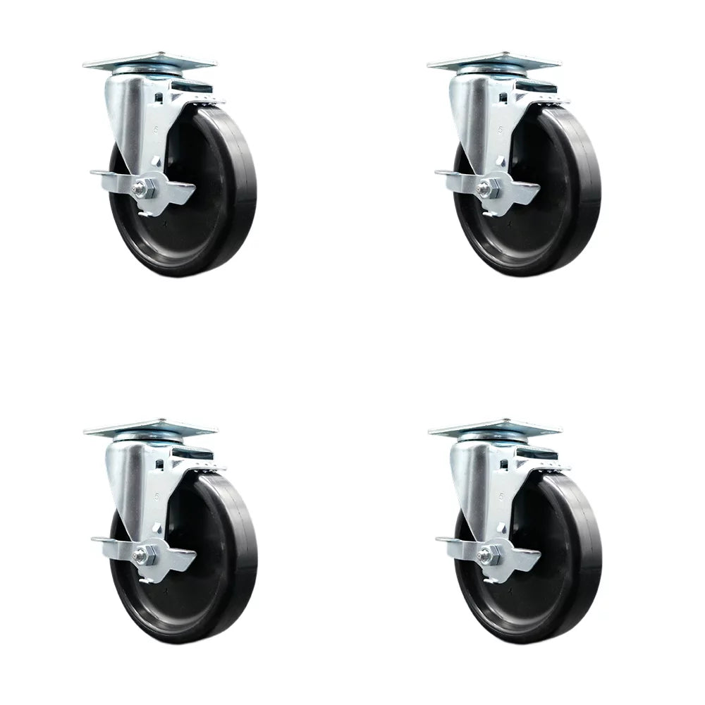 Avantco FF300 FF400 FF500 FF518 Frymaster Dean Floor Fryer Replacement Caster Set - Includes 4 Swivel Casters with Brakes - Set of 4 - Service Caster Brand