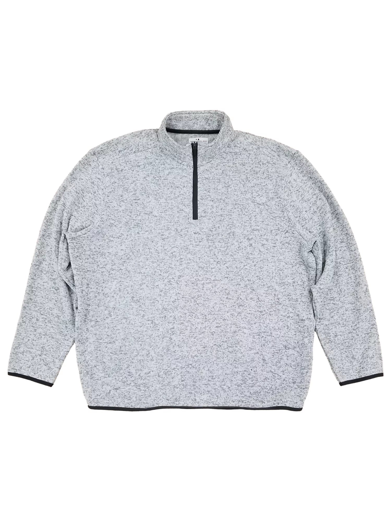 Grand Slam Mens Light Gray Performance Fleece Quarter-Zip Pullover Sweatshirt 2X